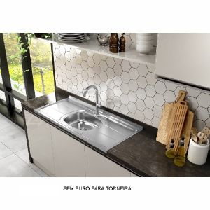 PIA INOX 1.20 X 53 CM PLUS 01 CUBA E SEM FURO P/ TORNEIRA REF. 10.01.31200