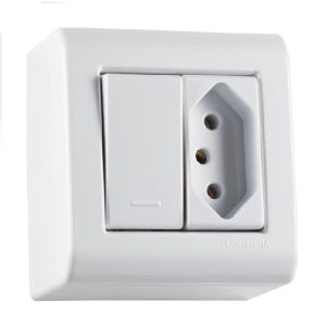 INT. LIZFLEX SOBREPOR BR1 TECLA SIMP  1 TOM 10A/250V.57304/013