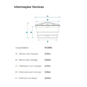 CAIXA D AGUA 15.000 LT POLIETILENO C/ TAMPA  PROMO