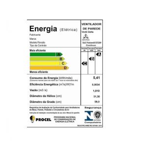 VENTILADOR PAREDE OSCILANTE 60CM PRETO PREMIUM REF. 543