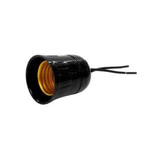 SOQUETE PVC PRETO C/ RABICHO 4A 250V E-27 REF. 8603