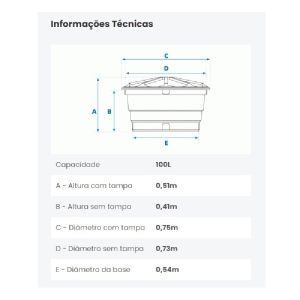 CAIXA D AGUA  100 LT POLIETILENO C/ TAMPA  PROMO